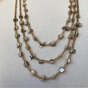 Vintage Three Strand Beaded Abalone Necklace